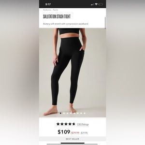 NEW WITH TAGS black salutation 7/8 leggings from athleta